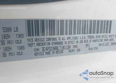 2020 Dodge Journey Se Value из США, поврежденный, VIN 3C4PDCAB8LT181120